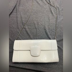 White Vintage Snake Skin Leather Crossbody Purse